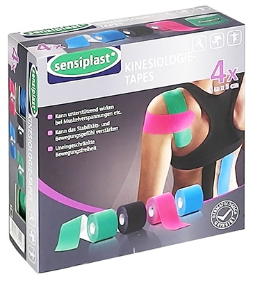 Sanität Emmen verwendet die Kinesio Tape von sensiplast bei muskulären wie nervlichen Verletzung und Schmerzen.